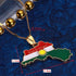 Kurdistan Gold Enamel Pendant Necklace Flag Region Map Kurdish Large Chain Jewelry...
