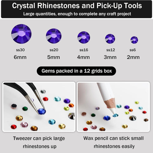 B7000 Clear Glue with 4000PCS Purple Violet Rhinestones for Crafts Clothing Fabric Shoes, Glue Fix Flatback Gems for Nails Face Jewelry, Mixed 5 S...