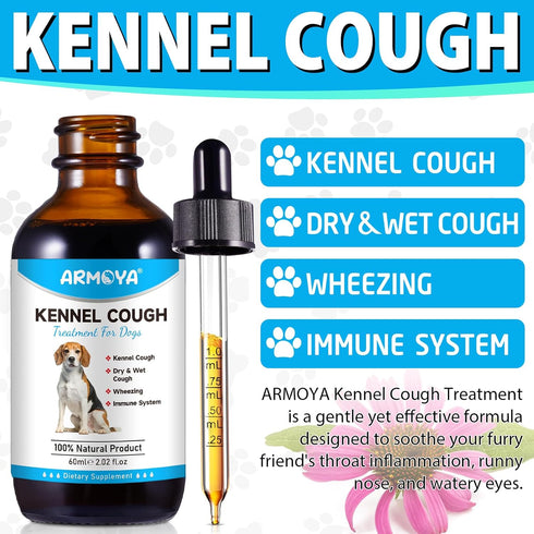 Dog Cough Treatmen - Kennel Cough for Dogs - Dog Allergy Relief - Natural Cough Supplement for Dogs - Herbal Drops for All Breeds & Sizes Natural ...