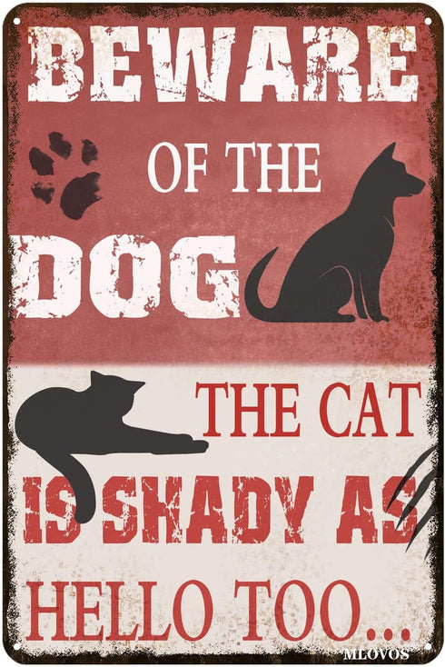 Beware of The Dog Tin Sign Funny Dog Warning Metal Signs Dog Signs for Yard Fence Guard Dog Sign Outdoor Decor 8x12 Inches...