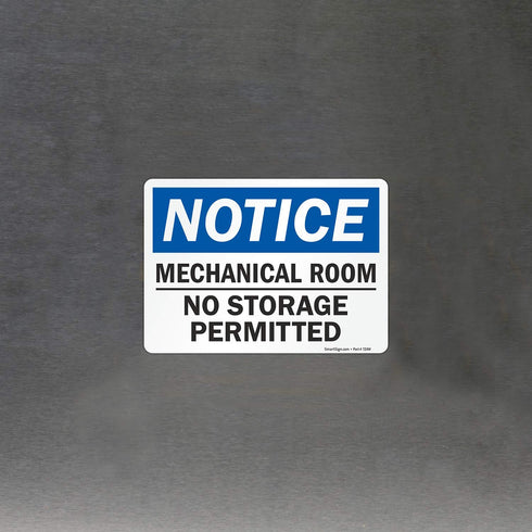SmartSign - U9-2250-ND_5x7 "Notice - Mechanical Room, No Storage Permitted" Label | 5" x 7" Laminated Vinyl...