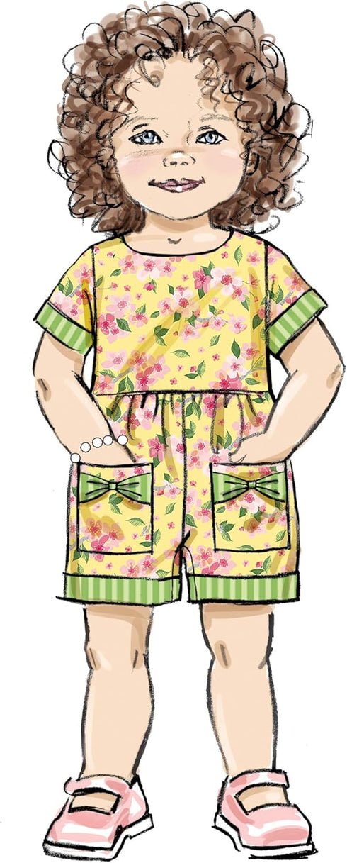 Butterick Toddlers' Dresses and Rompers Sewing Pattern Packet, Design Code B6987, Sizes 1/2-1-2-3-4, Multicolor...