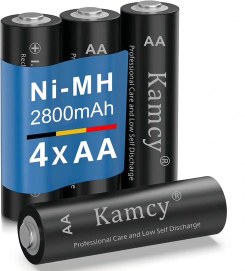 Rechargeable AA Batteries, Recharge Universal Double A Battery Pre-Charged, NIMH AA High-Capacity 2800mAh Rechargeable Batteries, 1.2V Solar Batte...