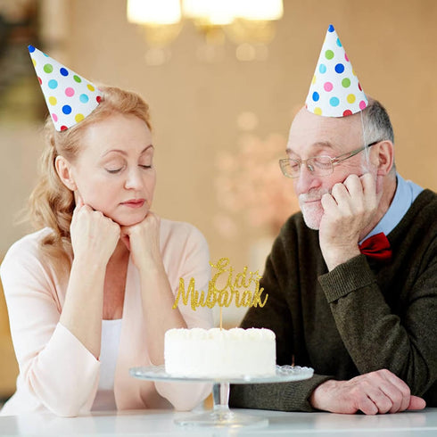 Eid Mubarak Cake Topper - Gold Glitter Ramadan Kareem, Eid Ramadan Hajj Mubarak Eid Festival Anniversary Party Decorations...