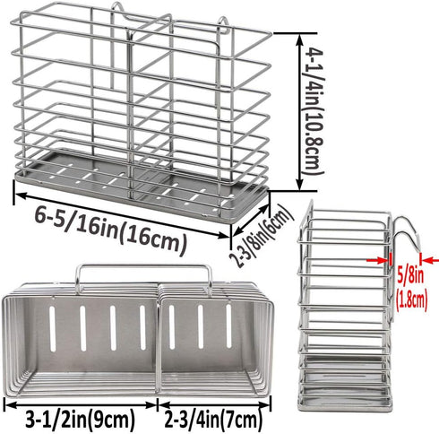 Utensil Drying Rack/Chopsticks/Spoon/Fork/Knife Drainer Basket Flatware Storage Drainer,2 Divided Compartments, Sturdy 304 Stainless Steel, Rust P...