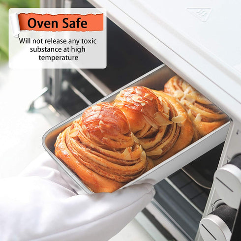 P&P CHEF 9 inch Loaf Pan, Stainless Steel Bread Baking Pan, Metal Bakeware For Bread Cake Toast Meatloaf Lasagna, Healthy & Non Toxic, Brushed Sur...