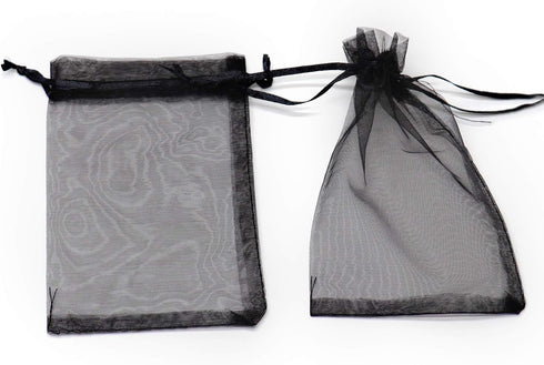 50Pcs Black Organza Bags 8X12 inch, Large Mesh Bags Drawstring Sheer Halloween Goodie Gift Bags for Christmas Wedding Party Favor Bags...
