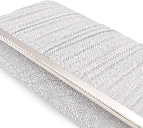 Premium Pleated Metallic Glitter Mesh Clutch Evening Bag Handbag...