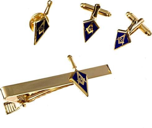 Trowel Lapel Pin Tie Bar Clip Cufflinks Masonic Combo Pack...