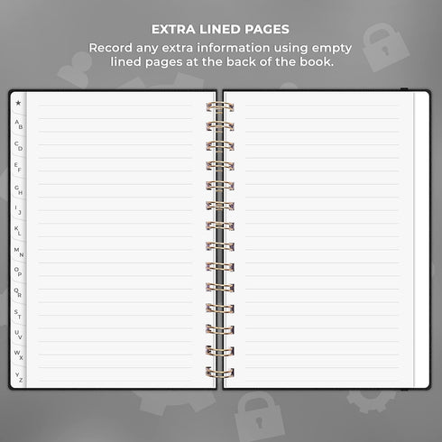Clever Fox Password Book Spiral – Internet Address & Password Organizer with Laminated Alphabetical Tabs – Password Keeper Journal – Hardcover, Me...