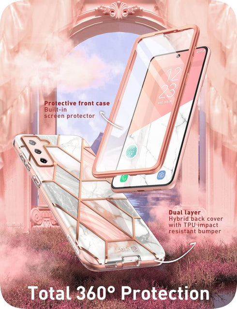 i-Blason Cosmo Case for Samsung Galaxy S22 Plus (2022), Slim Stylish Protective Bumper Case with Built-in Screen Protector (Marble)...