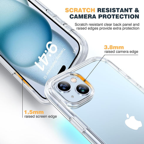 Diaclara Designed for iPhone 15 Plus Case 6.7'', Full Body Rugged Case w/Built-in Touch Sensitive Anti-Scratch Screen Protector+9H Glass Camera Le...
