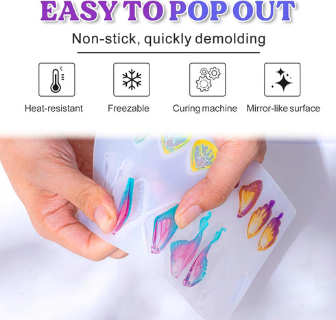 LET'S RESIN Resin Earring Molds, 2 Pcs Resin Molds Silicone with Butterfly Moth Wings Shapes, Silicone Molds for Resin Jewelry, DIY Art Craft...