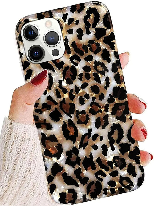 J.west Leopard Case Compatible with 12 Pro Max, Luxury Sparkle Cheetah Print Design Soft Silicone Phone Case Cover Girl Women with TPU Bumper for ...