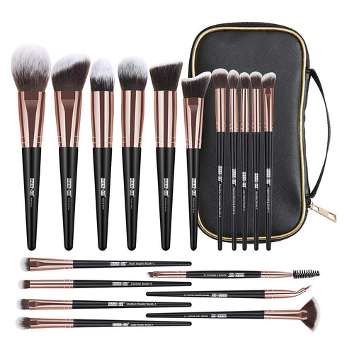 Makeup Brushes, 18 Pcs Professional Premium Synthetic Makeup Brush Set with Case, Foundation Kabuki Eye Travel Make up Brushes sets (Black Gold)...