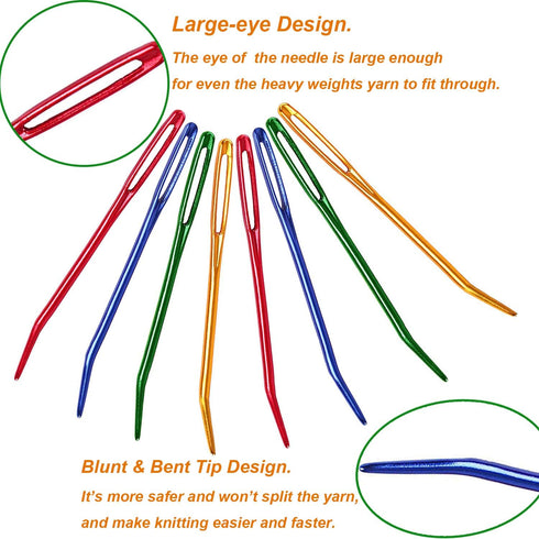 Y-Axis 24 Pcs Assorted Yarn Needles Bent Tapestry Needle Weaving Needle Darning Needles with Storage Box + Knitting Stitch Counter + Needle Thread...