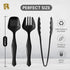 18 Pcs Black Plastic Serving Utensils - 6 Black Plastic Serving Spoons - 6 Black Plastic Tongs For Serving - 6 Plastic Serving Forks - Heavy Duty ...