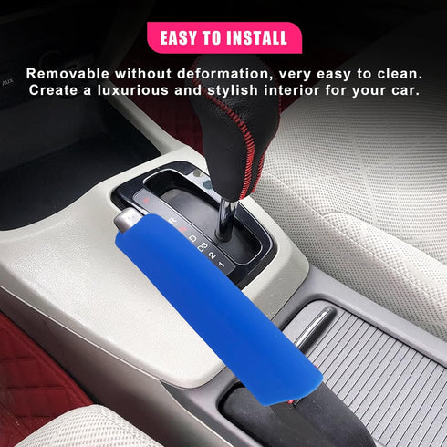 2PCS Car Handbrake Cover, Anti-Slip Silicone Auto Handbrake Shifter Protector, Comfortable Grip Handbrake Decoration for Men Women, Universal Vehi...