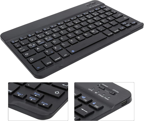 PUSOKEI German Keyboard 10Inch Keyboard German Layout USB Computer Keyboard for Laptops, PC(Black)...