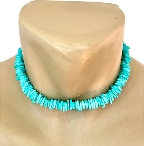 Light Blue Puka Shell Chip VSCO Choker Necklace...