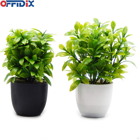 OFFIDIX Mini Plastic Artificial Eucalyptus Leaves Topiary Plant with Pots,Faux Plant Small Plants for Home,Office and Bathroom Decoration...