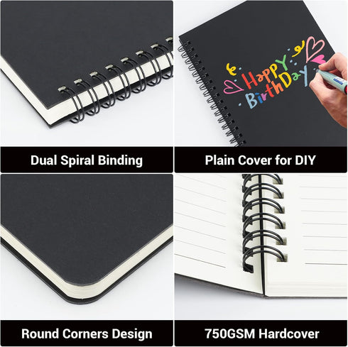 EUSOAR Spiral Lined Notebook, A5 3packs 5.5"X8.3" 120 Pages Hardcover Lined Travel Writing Journal, Notepad Sketchbook, Students College Office Bu...