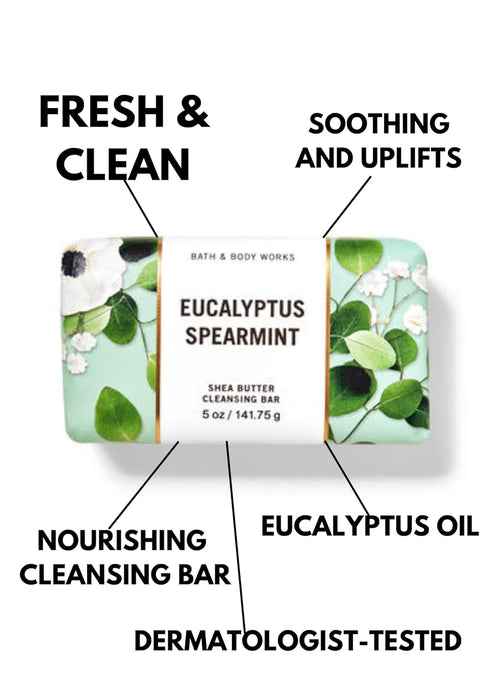 Bath and Body Works Eucalyptus Spearmint Shea Butter (5 oz / 141 g) Cleansing Bar...
