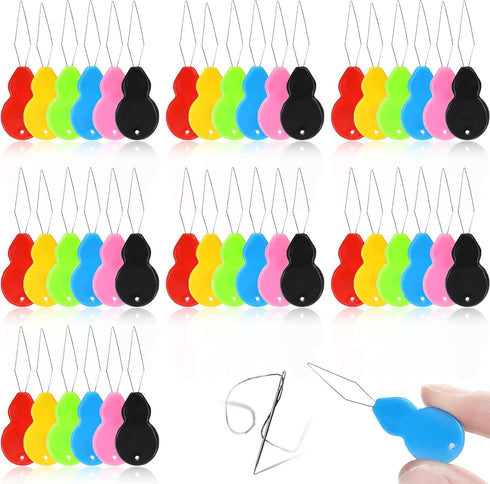 42 Pieces Plastic Needle Threaders, Gourd Shaped Wire Loop DIY Needle Threaders Hand Machine Sewing Tool Needle Threader for Sewing Crafting Knitt...