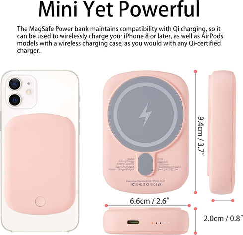 Power Bank, 10000mAh Wireless Portable Charger 18W Fast Charging 20W Quick Charge with Type C Cable Battery Pack for iPhone15/iPhone 15 Plus/iPhon...
