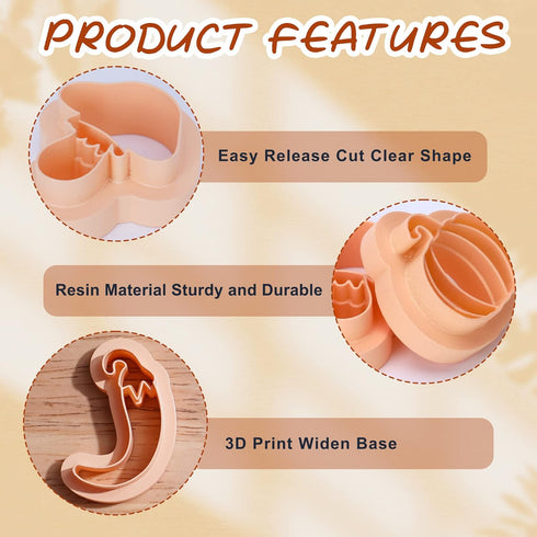 Puocaon Pumpkin Polymer Clay Cutters - 8 Shapes Clay Cutters for Earrings, Cute Mushroom Shape Clay Cutters for Polymer Clay Jewelry Making, 3D Pr...