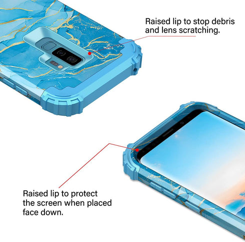 Casetego for Galaxy S9 Plus Case,S9+ Case,Heavy Duty Shockproof 3 Layer Hard PC+Soft Silicone Bumper Rugged Anti-Slip Protective Cases for Samsung...