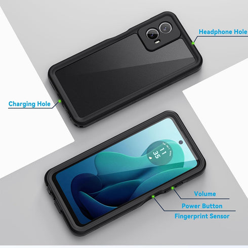 Lanhiem for Moto G 5G 2024 Case, IP68 Waterproof Dustproof Shockproof Case with Built-in Screen Protector, Full Body Underwater Protective Cover f...