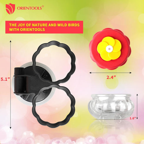 ORIENTOOLS Handheld Hummingbird Feeders with Window Mount Suction Cup Small Glass Hummingbird Feeder for Outdoors, Window or Handheld or Tabletop ...