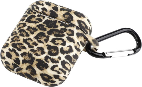 Seadream Silicone Leopard Pattern Protective Cover Case Metal Keychain Compatible with Apple AirPods...