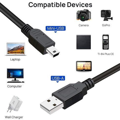 SaiTech IT USB 2.0 A to Mini 5 pin B Cable for External HDDS/Camera/Card Readers/MP3 Player-Black (10 Pack 3 Feet)...
