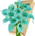 FiveSeasonStuff Real Touch Calla Lily Artificial Flowers Wedding Bridal Bouquet | Floral Arrangements | 15 Calla Lilies (Marine Blue)...