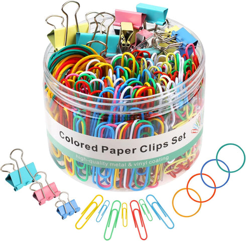 300 Pcs Paper Clips, Binder Clips and Rubber Bands, Office Supply Set, Paper Clips and Paper Clamps, School Supplies Office Supplies Teacher Suppl...