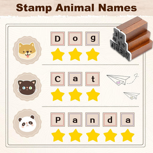 UCEC Letter Stamps, 70pcs Alphabet Stamps for Clay, Wooden Rubber Letter Number and Symbol Stamp Set for Scrapbooking Supplies DIY Craft Card Maki...