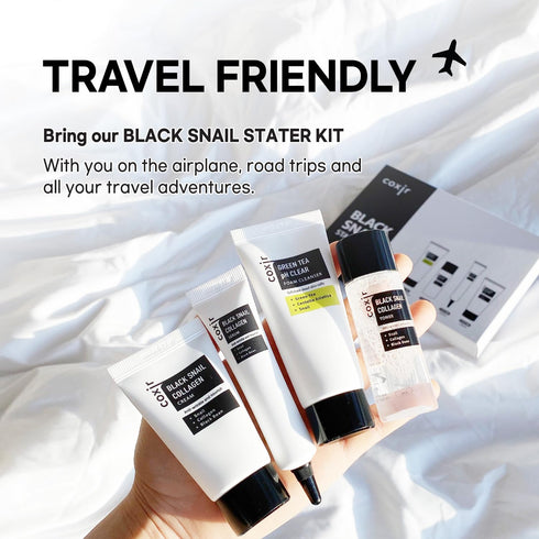 coxir BLACK SNAIL COLLAGEN STARTER KIT l Repairing&Firming | Black-3-Complex: Black Rice, Bean, Sesame, Snail Mucin, Collagen FOAM CLEANSER+TONER+...