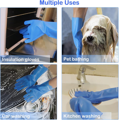 Pet Grooming Gloves, Yintoper Dog Washing Gloves with High-Density Teeth, Heat Resistant Silicone Cat Hair Remover with Enhanced Five Finger Desig...
