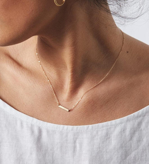 Dainty Gold Bar Necklace 14K Gold Plated Tiny Bar Pendant Necklaces Small Coin Choker Necklace for Women...