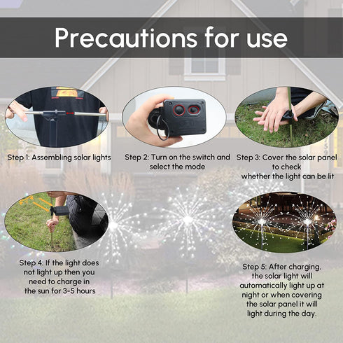 Solar Garden Firework Lights Outdoor Waterproof, 2 Pack Solar Powered Art Stake Twinkle Lighting for Outside Decor, 120 LED Sparklers String Light...
