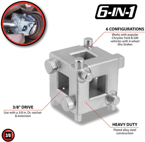 Performance Tool W80621 3/8-Inch Drive Disc Brake Piston Tool...