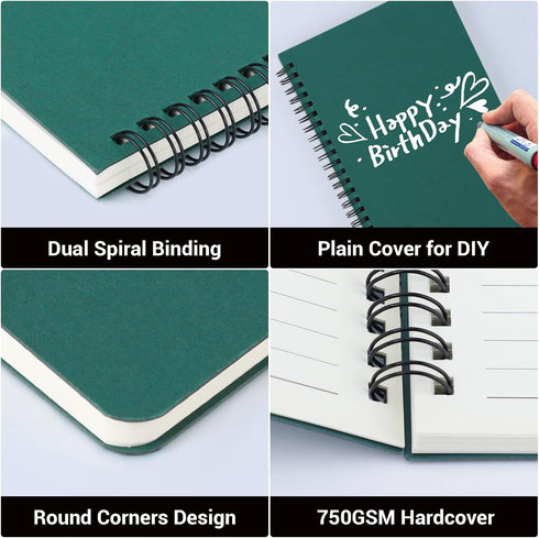 EUSOAR Hardcover Spiral Lined Notebook, A5 6 Pack 5.5" x 8.3" 120 Pages Lined Travel Writing Notebooks Journal, Students College Office Business S...