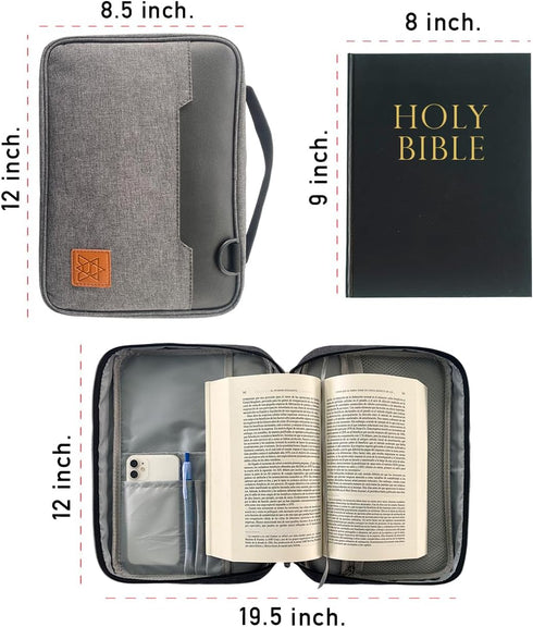 Bible Cover, Bible Cover Come with a Set of Highlighters, Bible Case Waterproof Cationic Oxford Cloth-Leather with Shoulder Strap, Bible Covers fo...