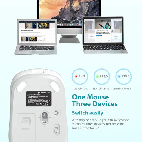 JOYACCESS Bluetooth Mouse, J 2.4G Wireless Bluetooth Mouse Dual Mode(Bluetooth 5.0/3.0+USB), Computer Mice for Laptop/Computer MacBook/Windows/Mac...
