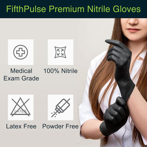 Black Gloves Disposable Latex Free Medium, 50 Count - Medical and Dental Grade Surgical Gloves - Powder Free Nitrile Gloves Medium - 3 Mil Thickne...