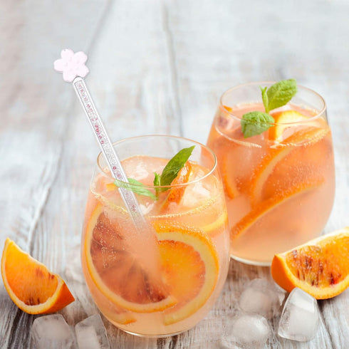 Toyvian 2pcs Glass Stirring Rod Reusable Coffee Stirring Swizzle Stick Beverage Stirrers with Cherry Blossom Head Round Top Stir Stirrers for Coff...