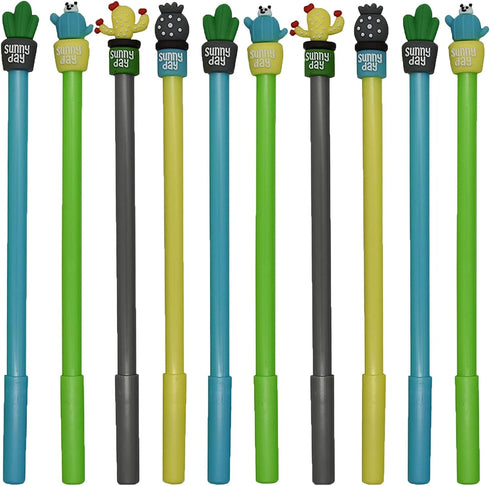 Maydahui 40PCS Cactus Gel Pen Cute Cartoon Potted Plant Pens Red Flower Bear Ball Mountain Style Black Ink for School Home Office...