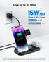 INIU 3 in 1 Wireless Charging Station, 15W Fast Qi-Certified Phone Wireless Charger Stand Dock for Apple Watch Series 8 7 6 5 4 3 SE Ultra, iPhone...